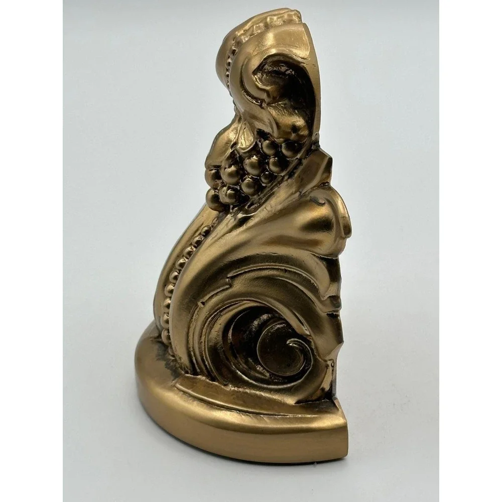 Vintage PM Craftsman Gold Scroll Bookends - Ornate Decorative Book Holders